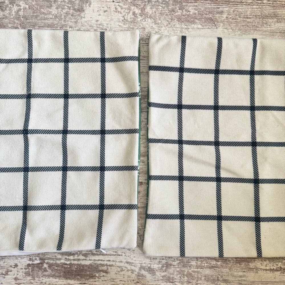 Double-Sided (Plaid, Greenery) Holiday Pillow Sham Set (2)
